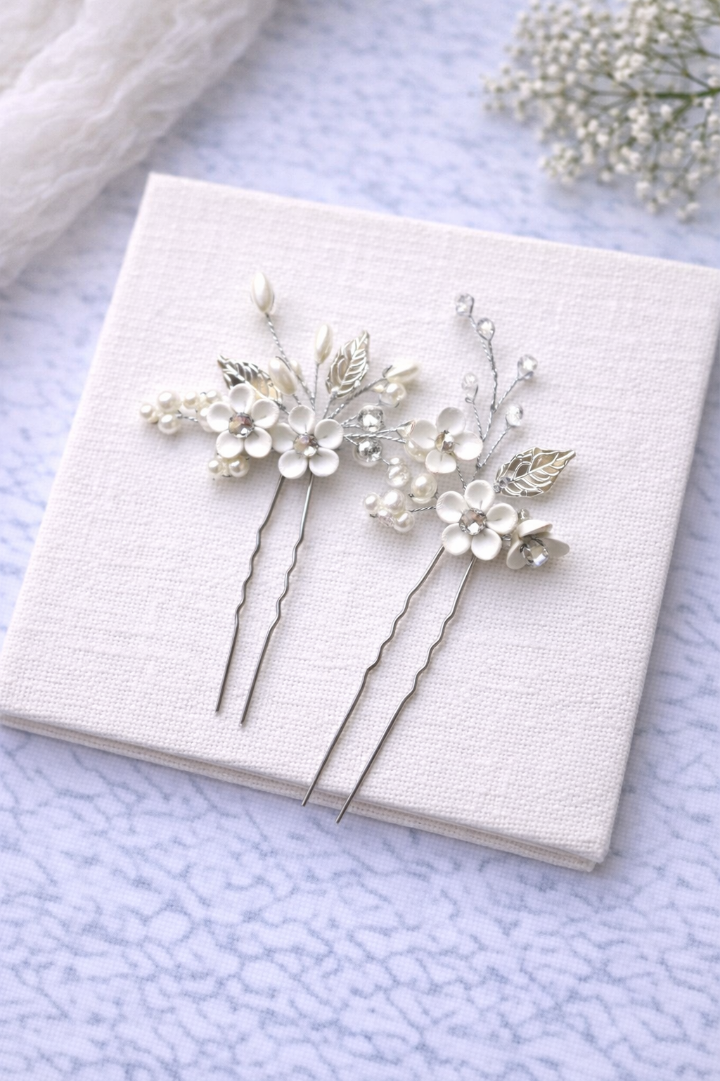 White Floral Pins