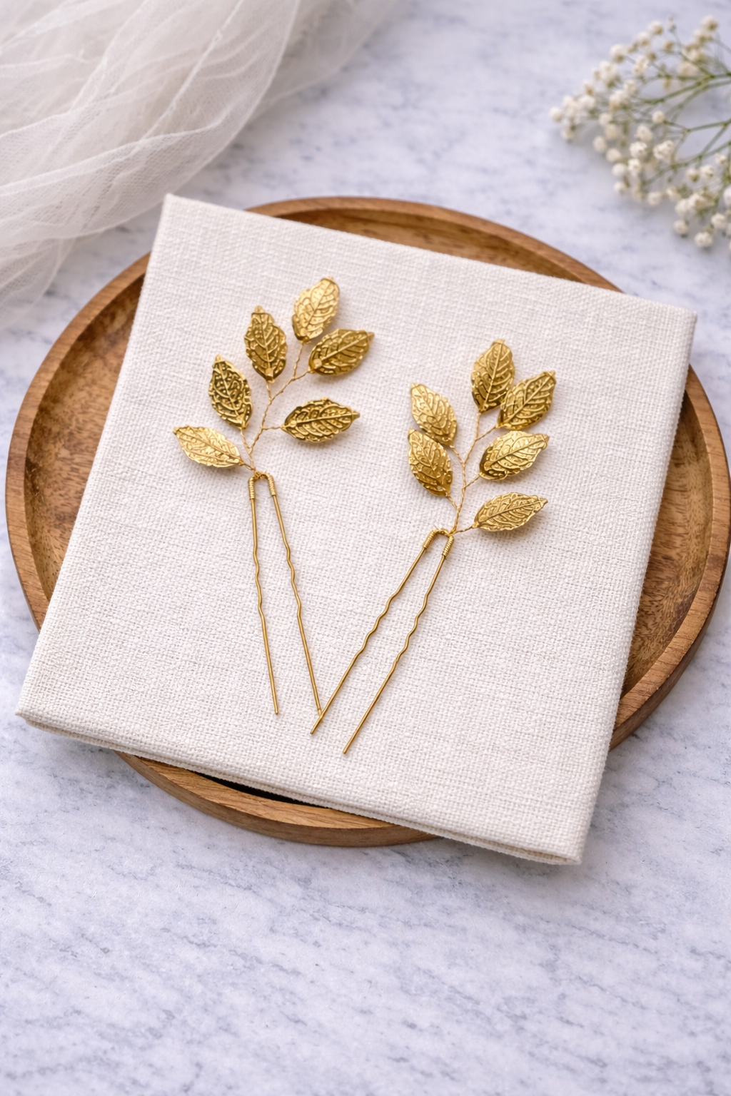 Gold Leaves Pins, Bridal Hair Accessories