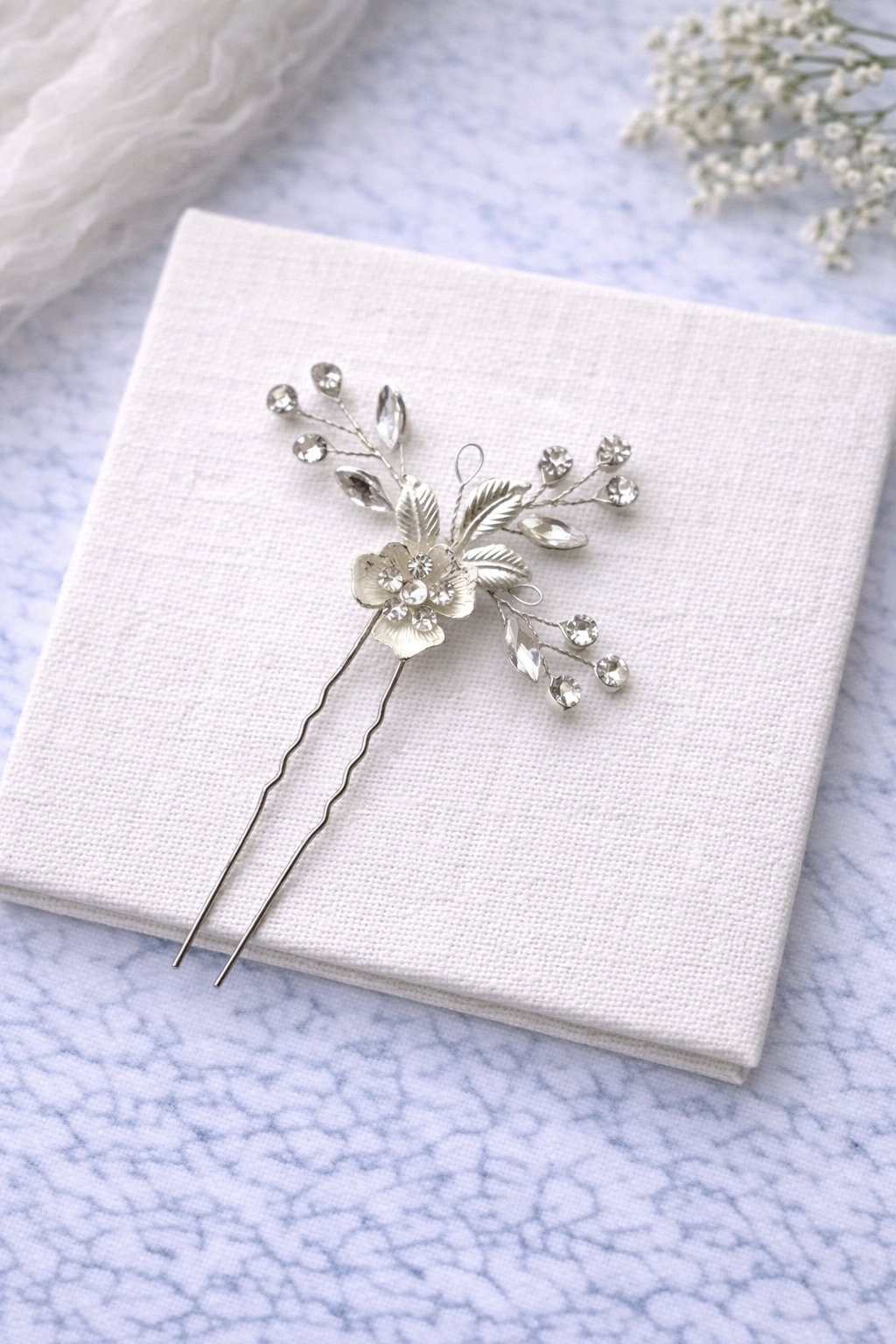 Floral + Rhinestone Pin, Bridal Hair Accessories