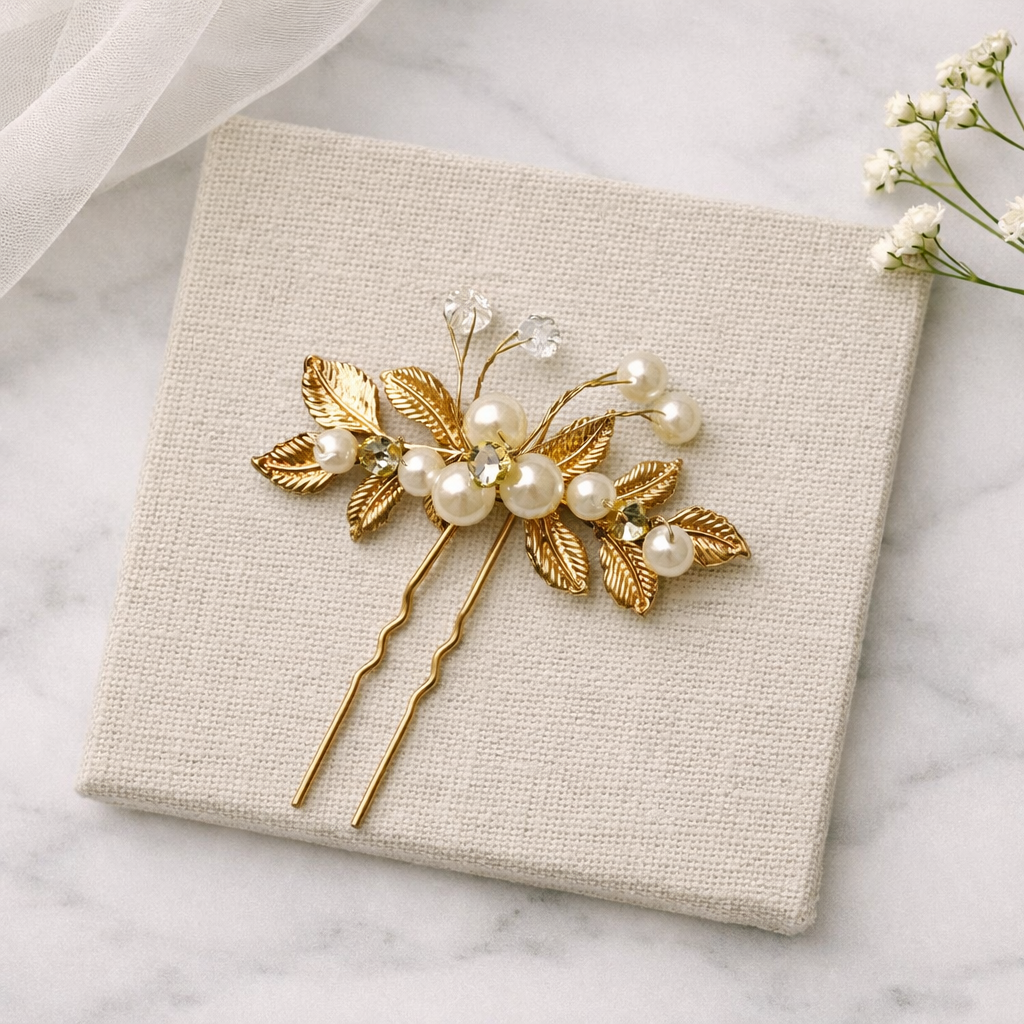 Gold Leaves + Pearls, Bridal Hair Accessories
