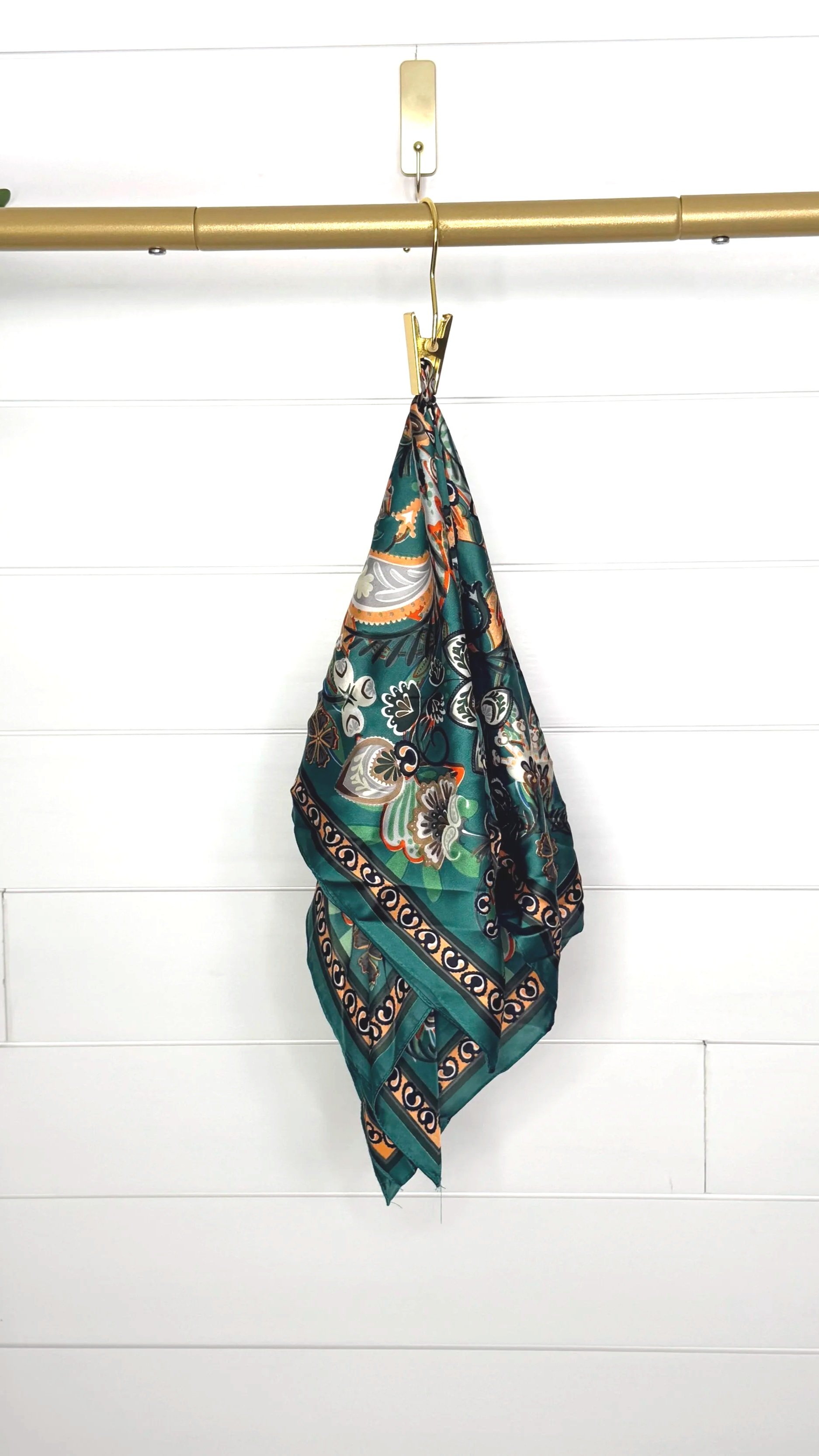 Green and orange and brown scarf