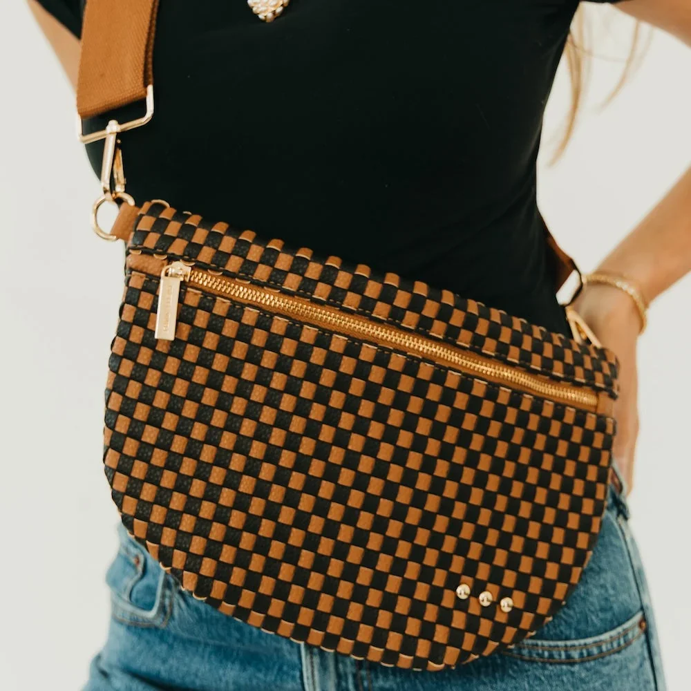 Westlyn Woven Bum Bag- Checkered Coffee