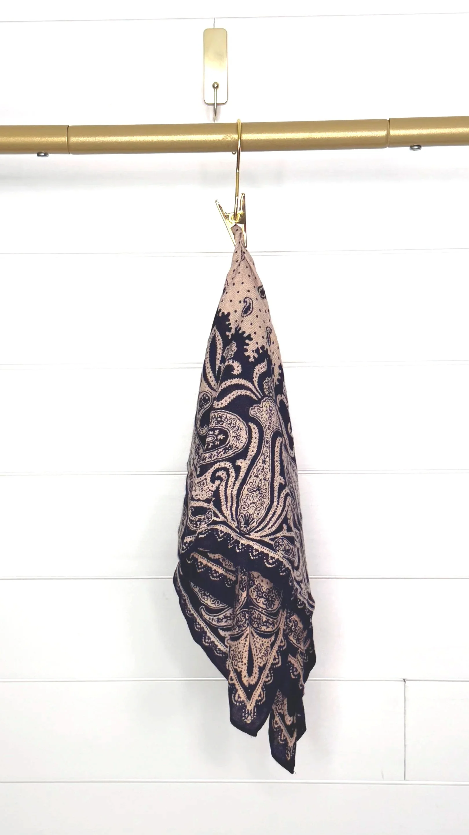 Khaki and Black fabric scarf