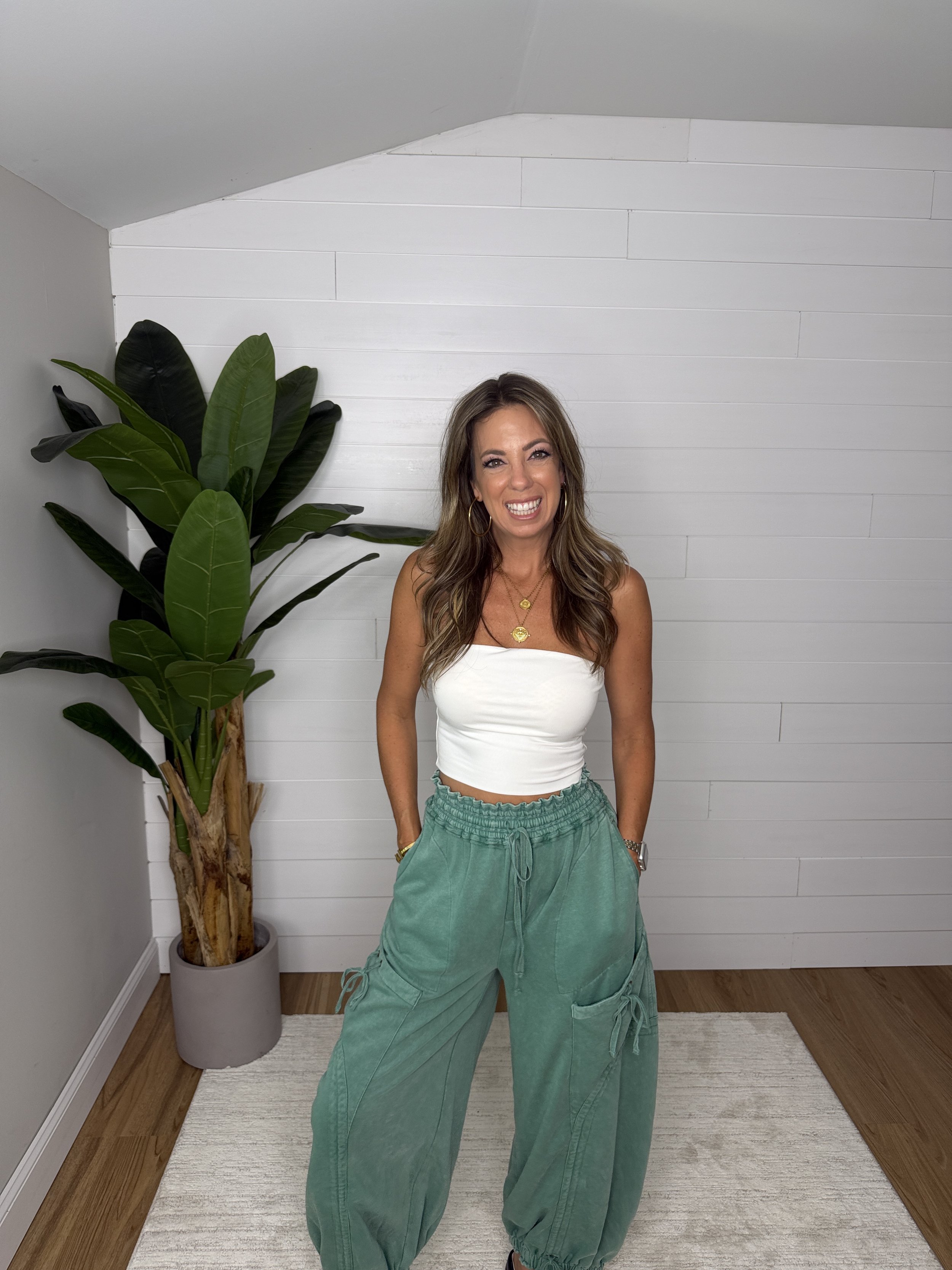 Mineral Wash French Terry Balloon Pants - Heritage Green