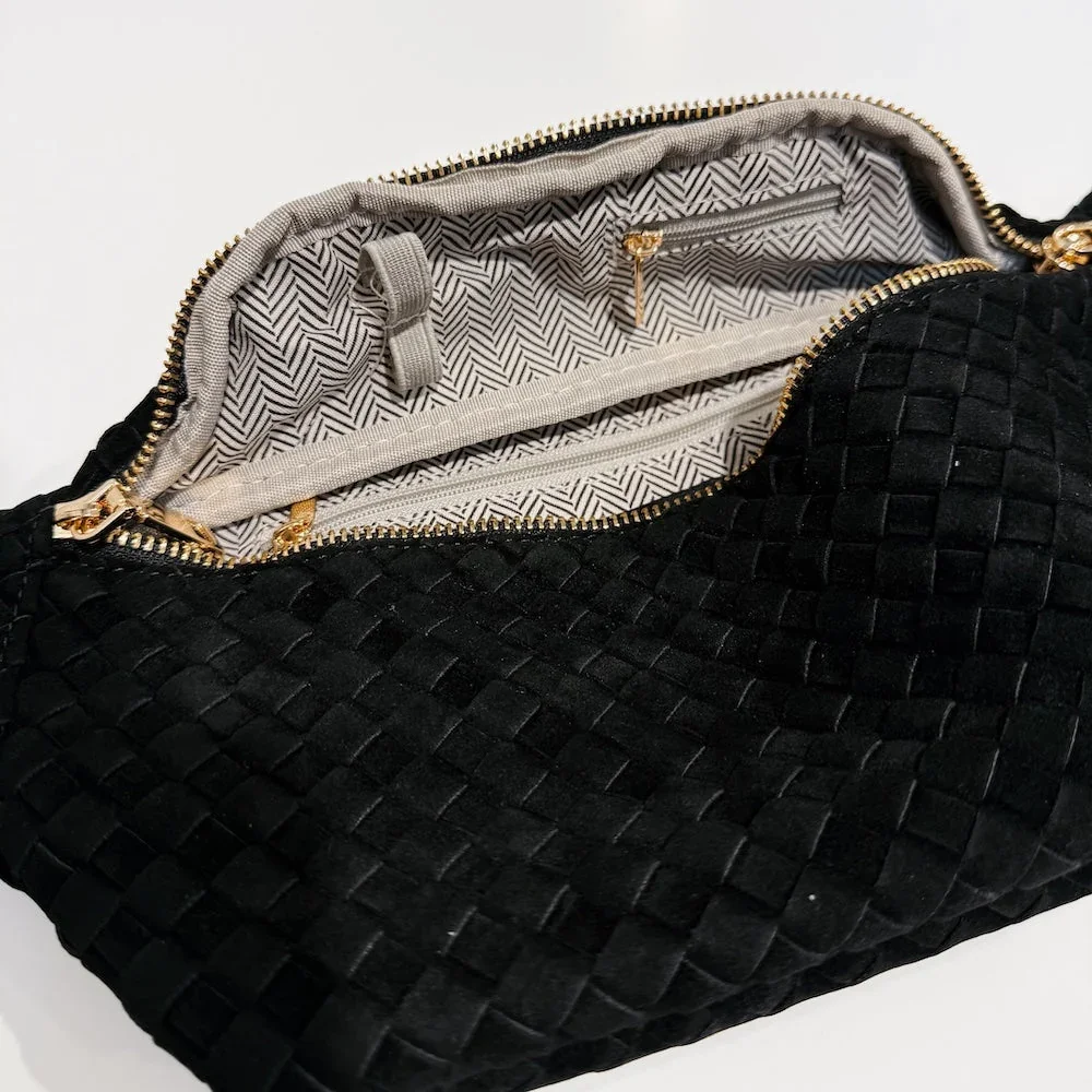 Vegan suede bum bag inside pockets