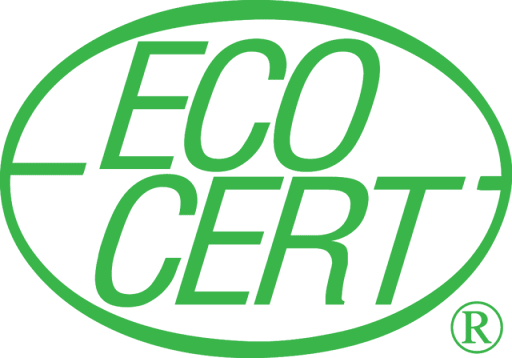 ECOCERT certification logo in green with an oval shape and the text 'ECO CERT' inside.