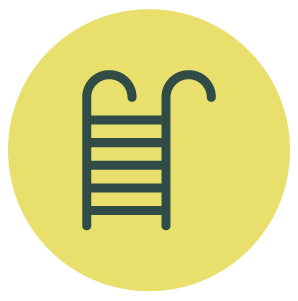 Illustration of a ladder inside a yellow circle.