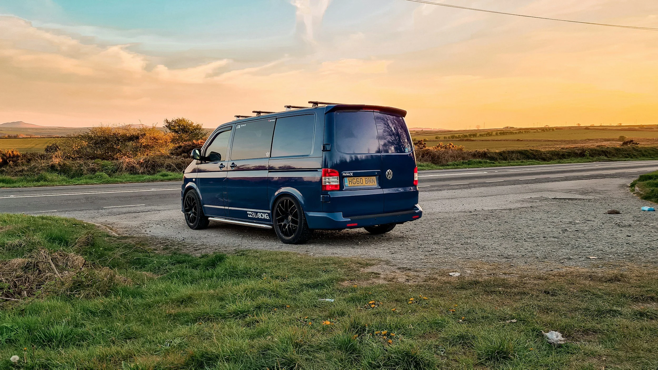 VW Campervan parked on roadside