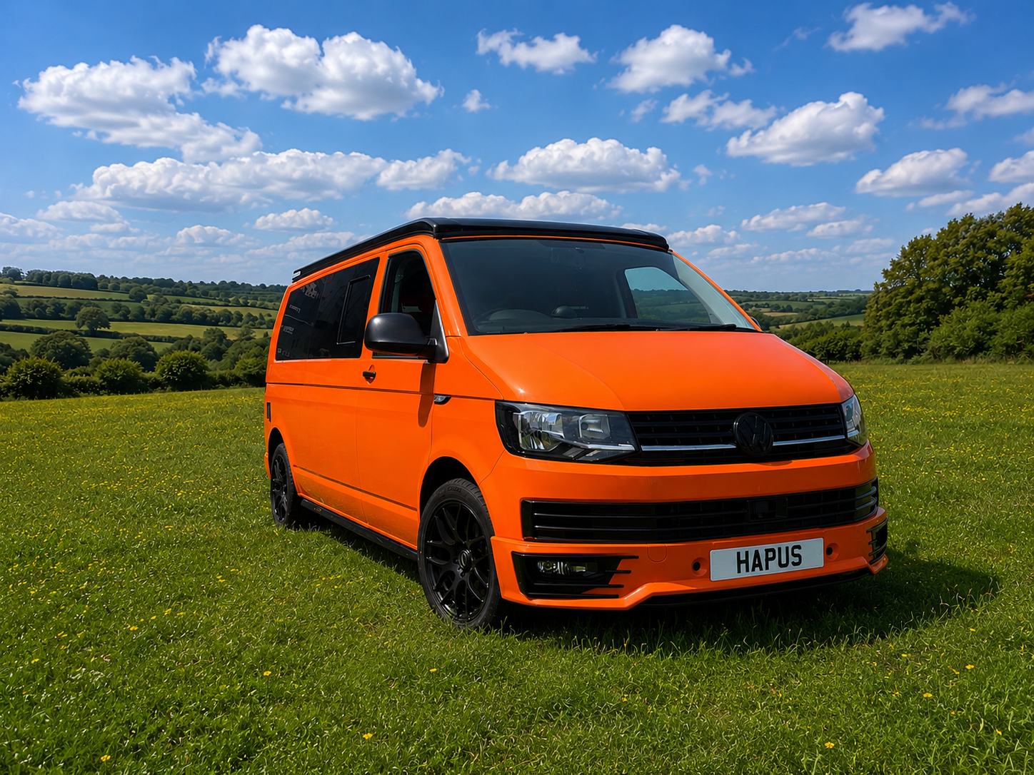 orange vw t6 camper hire