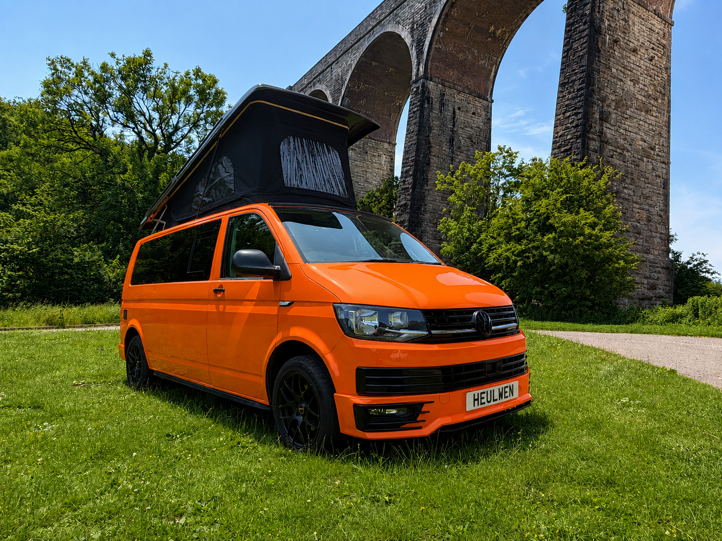 orange t6 vw camper hire
