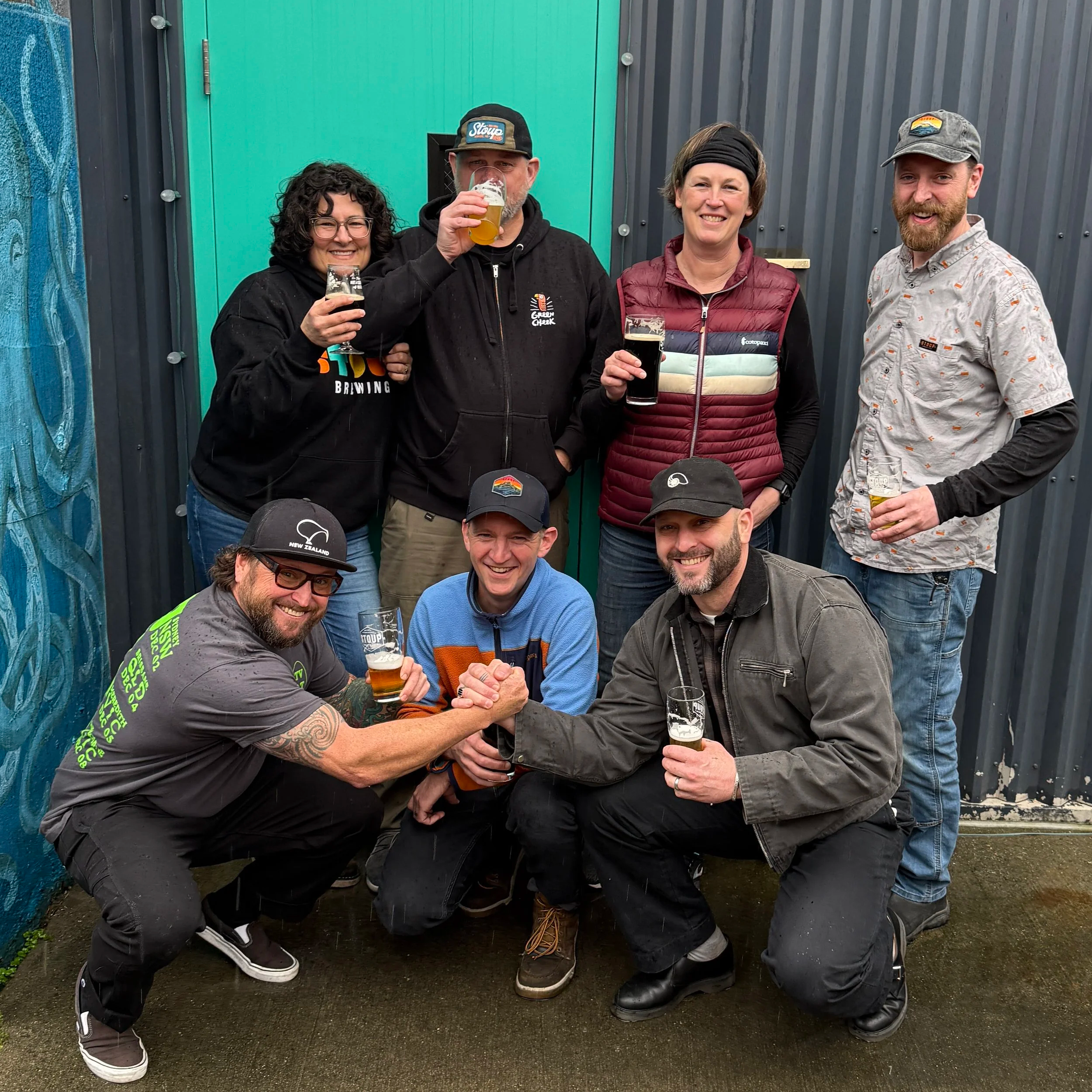 Stoup Distro team pictured outside at Stoup Brewing. Brad, Lara, Robby, Jason, Adam, Robyn, and Lucas.