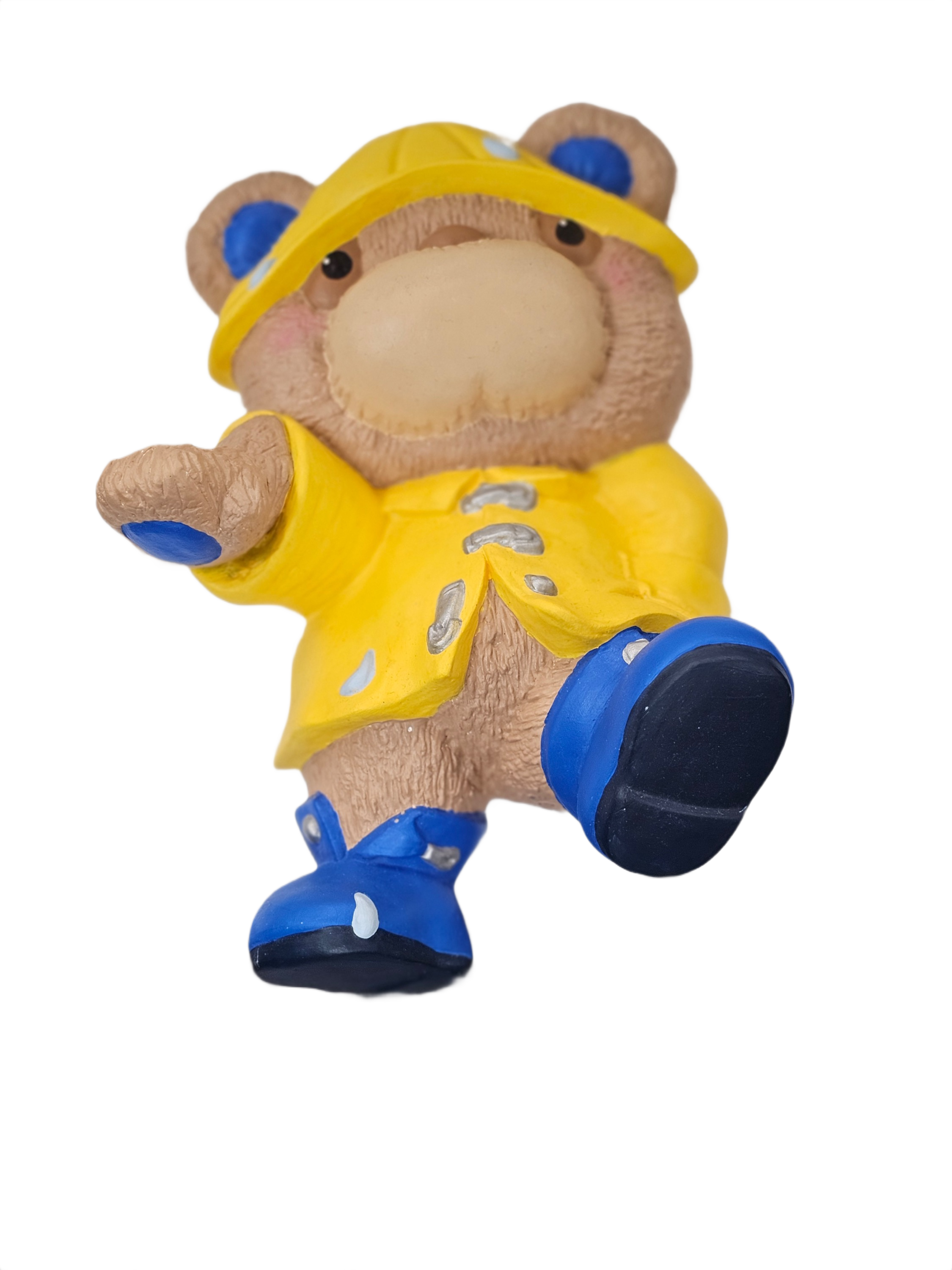 Rainy Day Puddle Jumper – Whimsical Teddy Bear Wall Planter in Yellow Raincoat