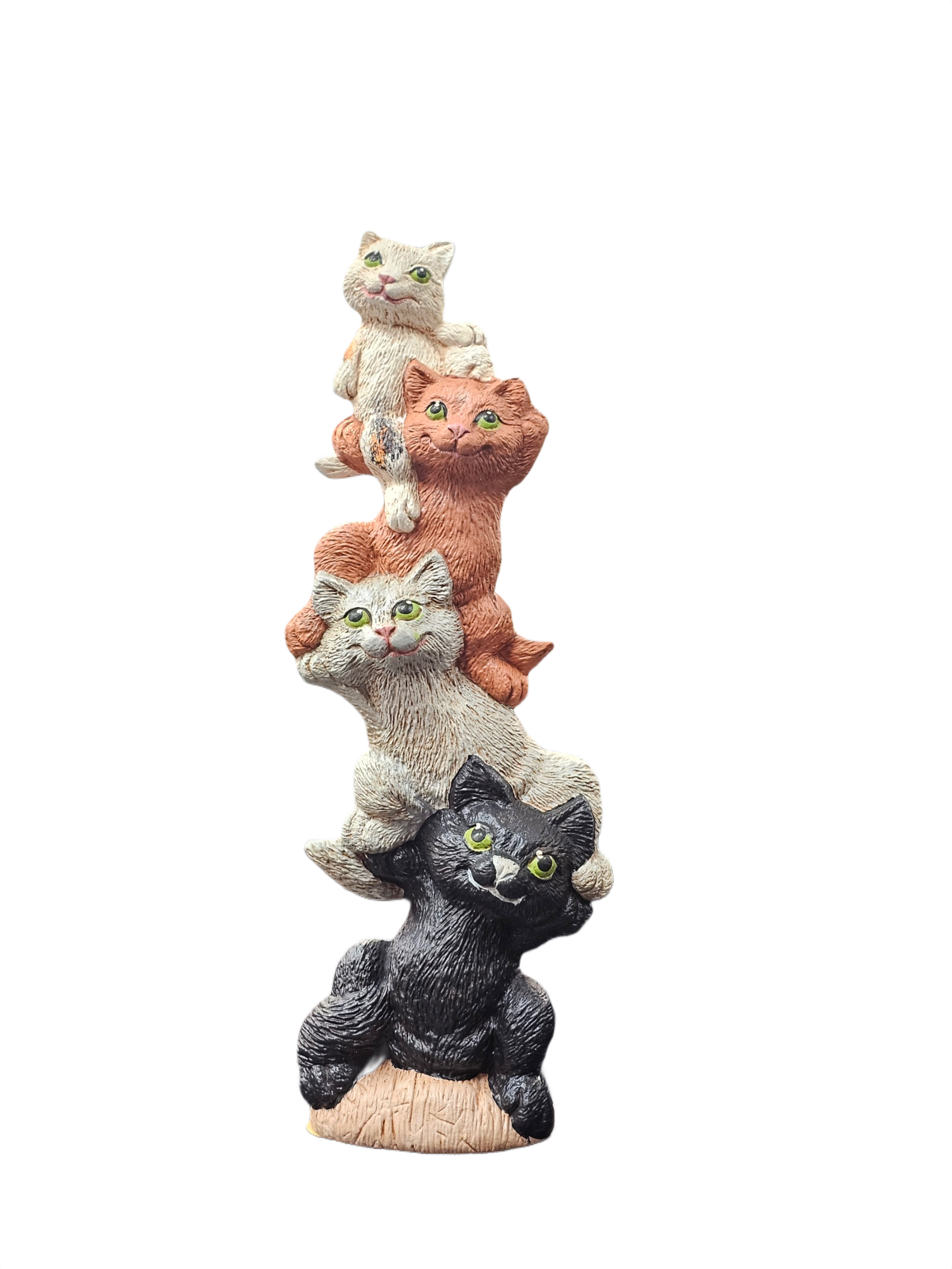Stacked Totem Cat Figurine