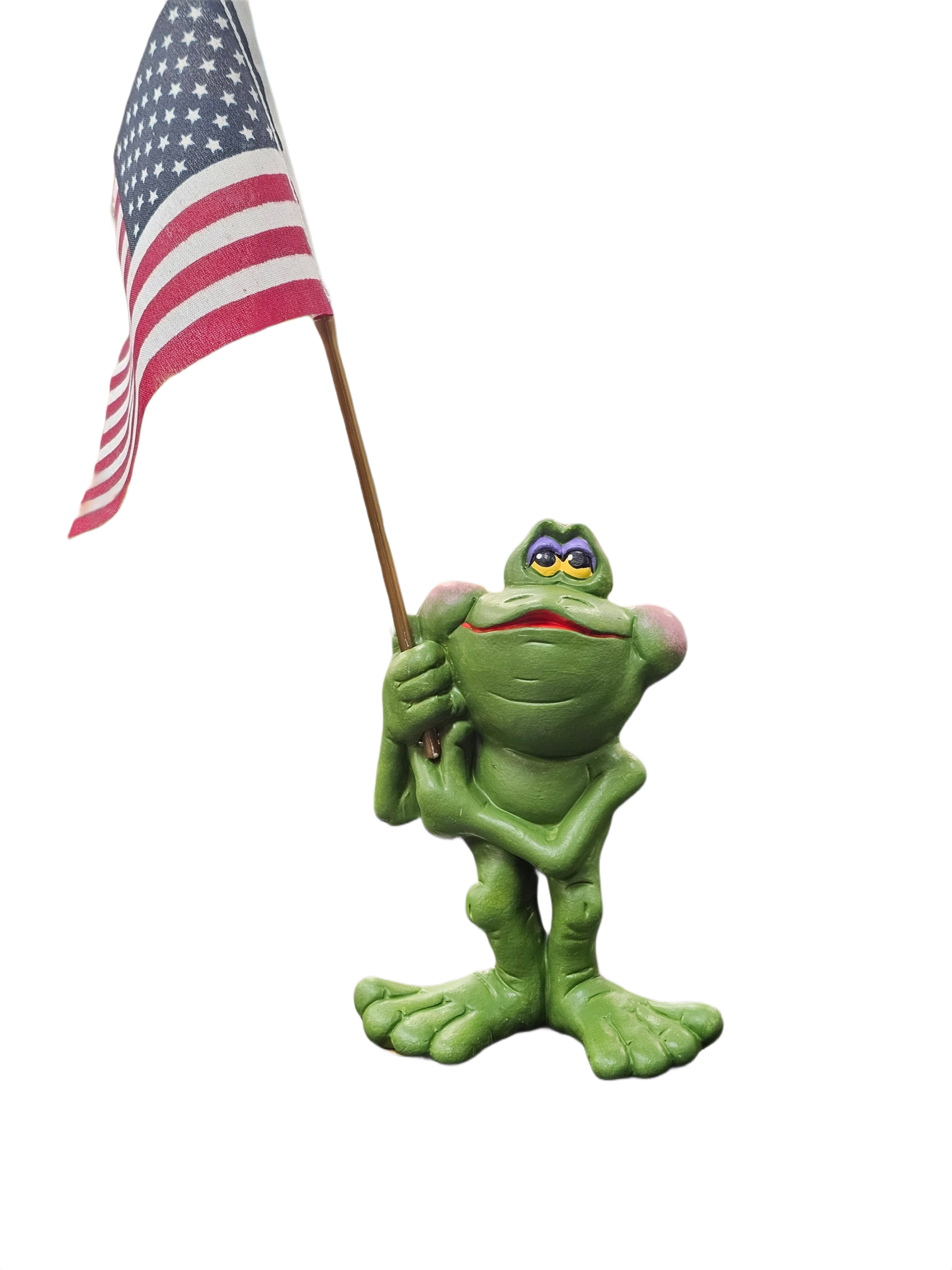Whimsical Patriotic Frog Figurine