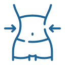 Line drawing of a slim waist with arrows pointing outward, indicating waist measurement or waist size.