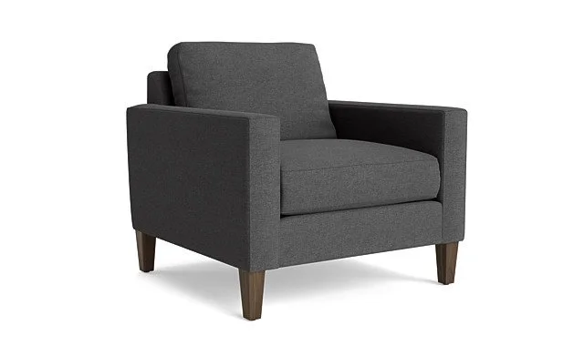 Dark gray armchair with wooden legs