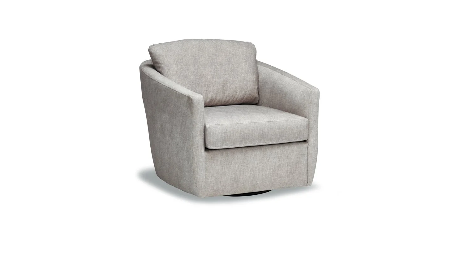Light gray upholstered armchair with a cushion, positioned on a white background.