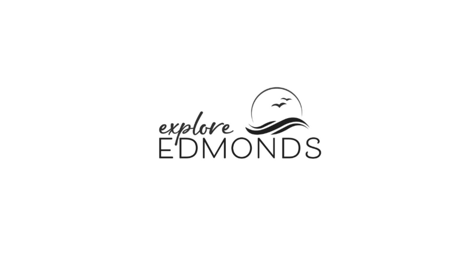 Logo with text 'Explore Edmonds' and a stylized mountain and sun graphic.