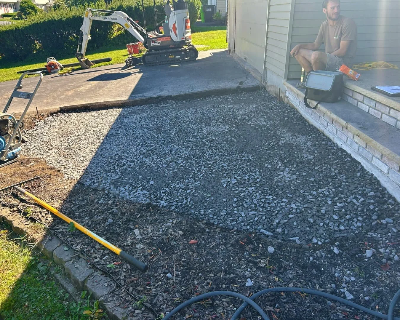Front entry site preparation by Pines and Pavers in Skaneateles, New York.