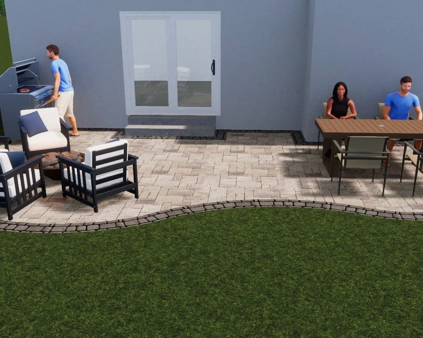 Backyard patio design plan for a Pines and Pavers project in Brewerton, New York.
