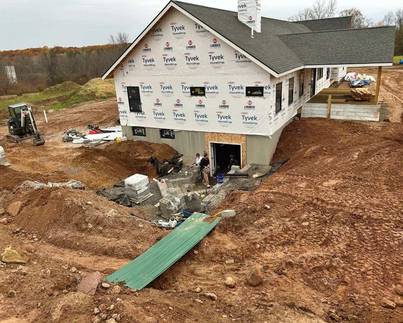 New construction backyard before patio installation by Pines and Pavers in Cazenovia, New York.