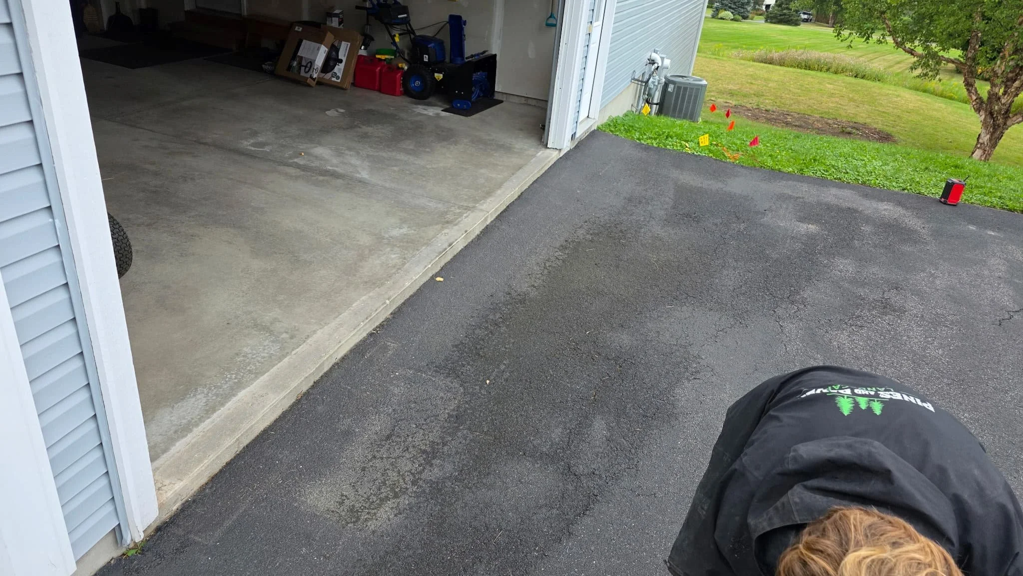 Existing residential driveway before concrete restoration work in Central New York.