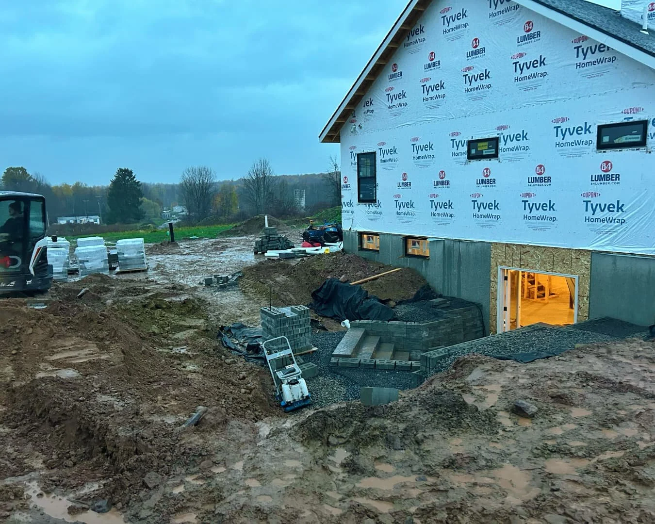 Future landscape bed layout marking by Pines and Pavers in Cazenovia, New York.