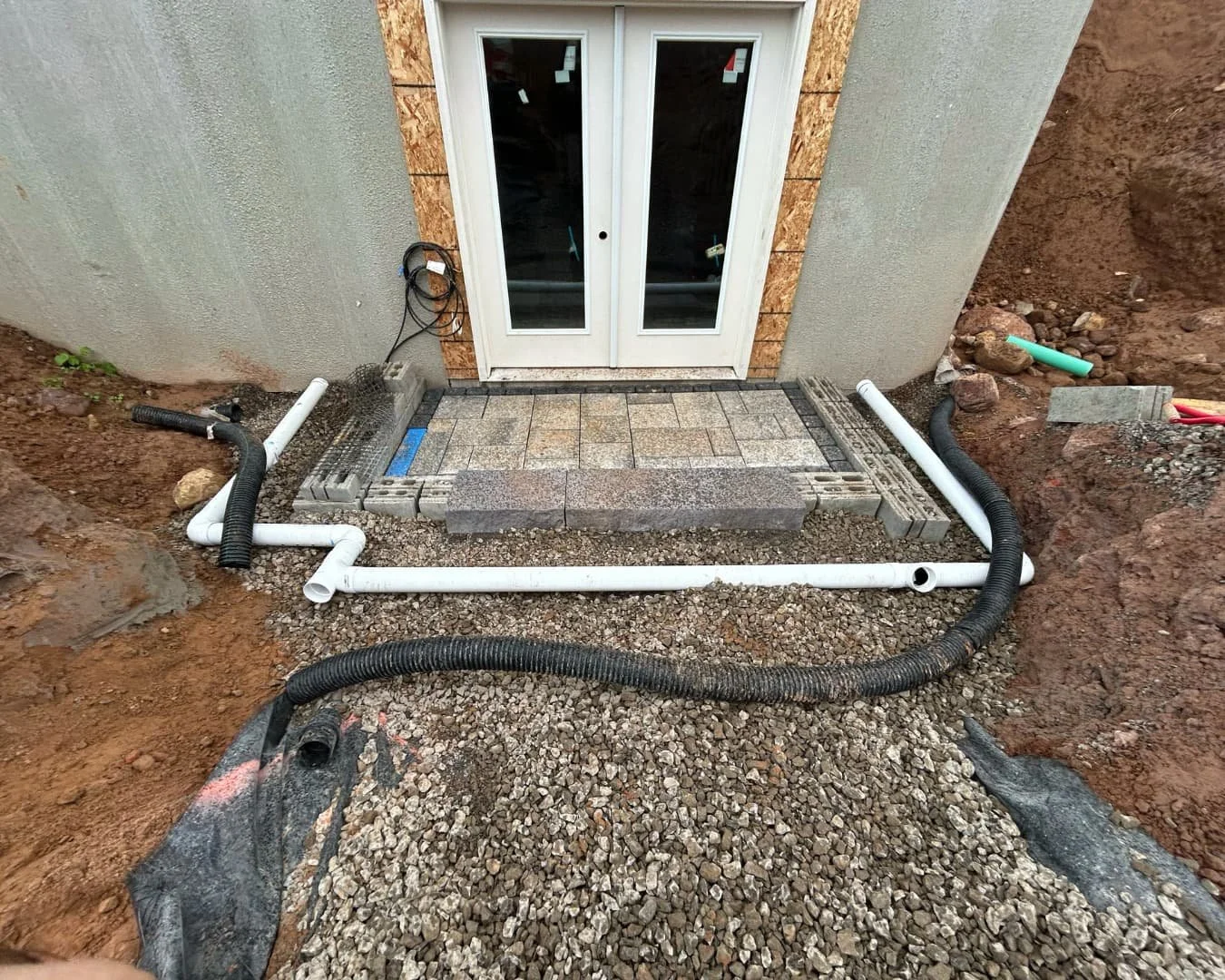 Entry step construction in progress by Pines and Pavers in Cazenovia, New York.Entry step construction in progress by Pines and Pavers in Cazenovia, New York.