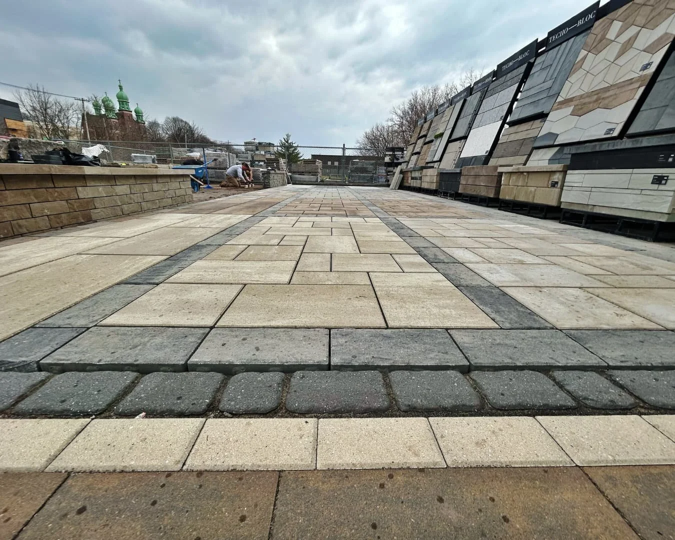 Techo-Bloc paver pattern detail from the Paragon Supply display completed by Pines and Pavers.