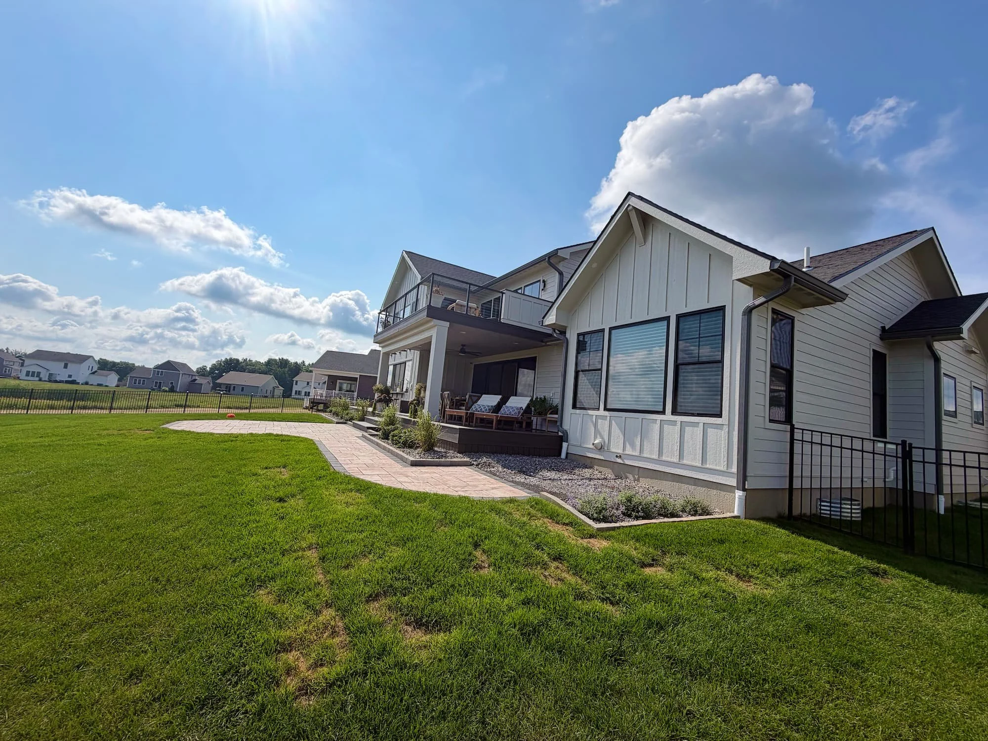 Spacious backyard paver patio and landscaping completed in Central New York