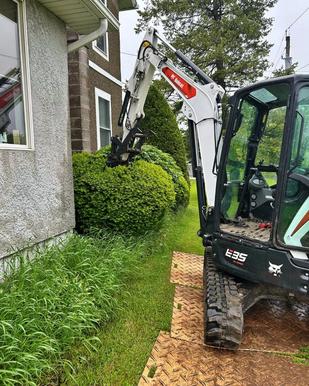 Front entry area during site preparation by Pines and Pavers in Fayetteville, New York.