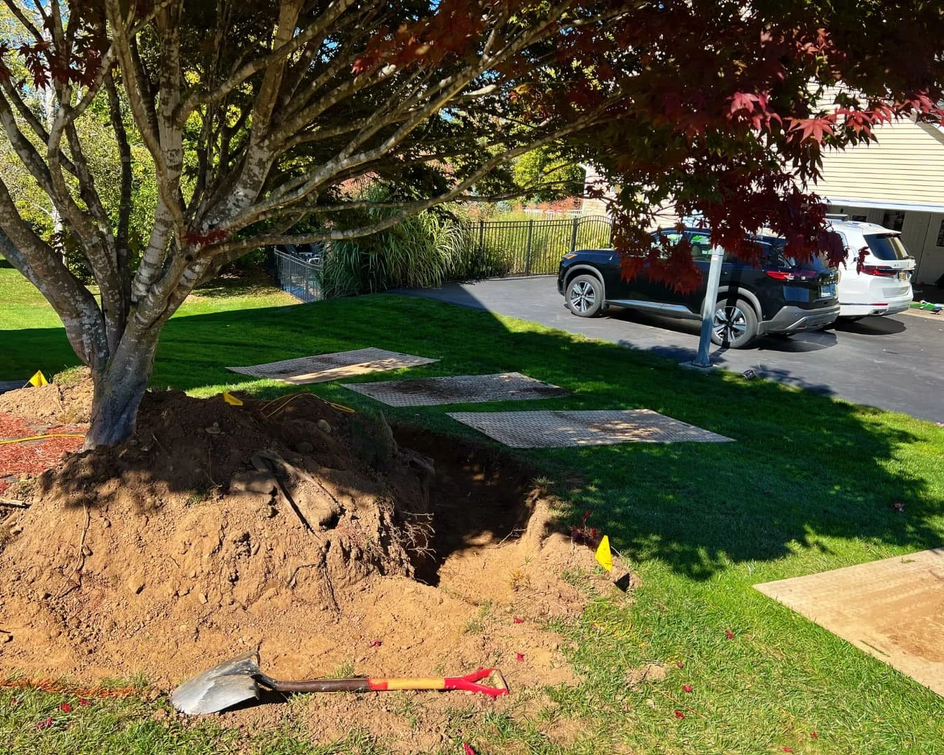 Curved front bed before landscape installation by Pines and Pavers in Lysander, New York.