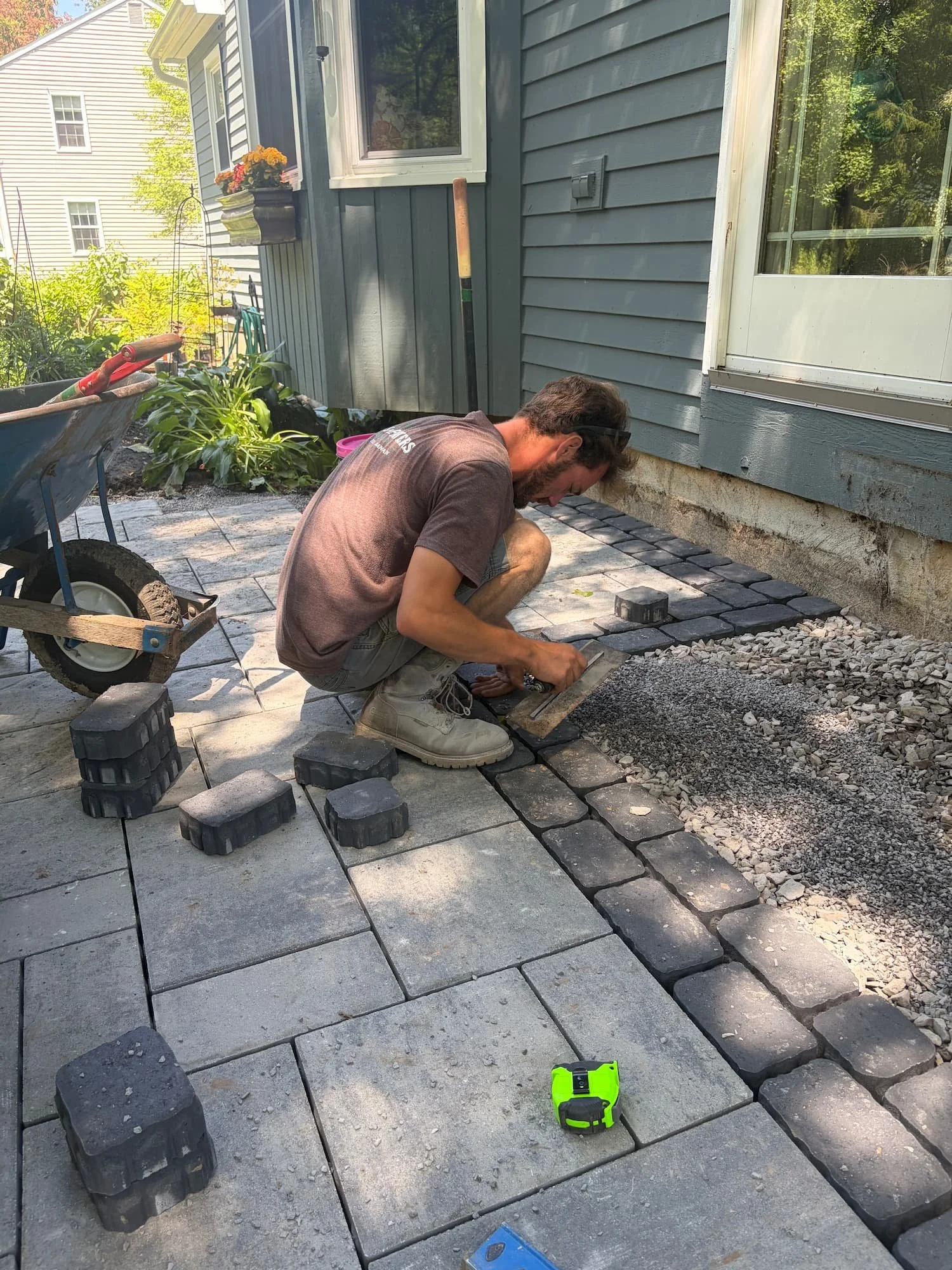 Professional residential paver patio installation by the Pines and Pavers team in Central New York.