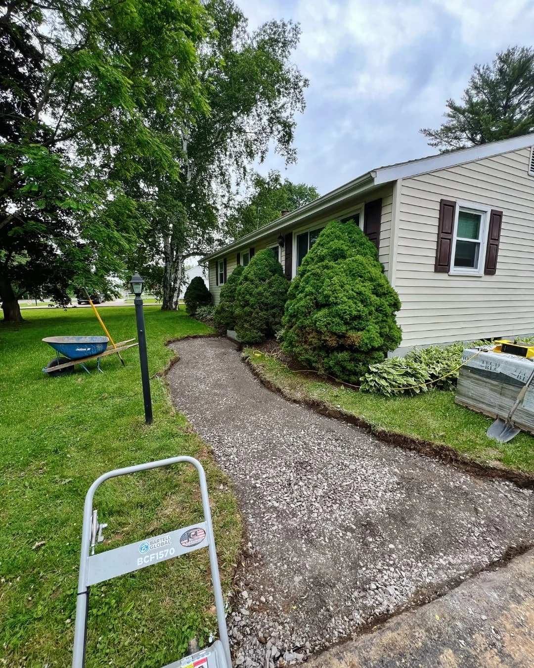 Paver patio construction in progress by Pines and Pavers in Central New York.