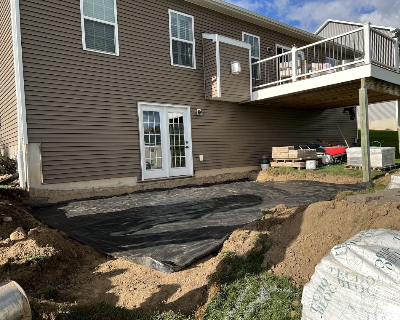 Finished paver patio surface with clean pattern layout at a Baldwinsville, NY hardscape project.