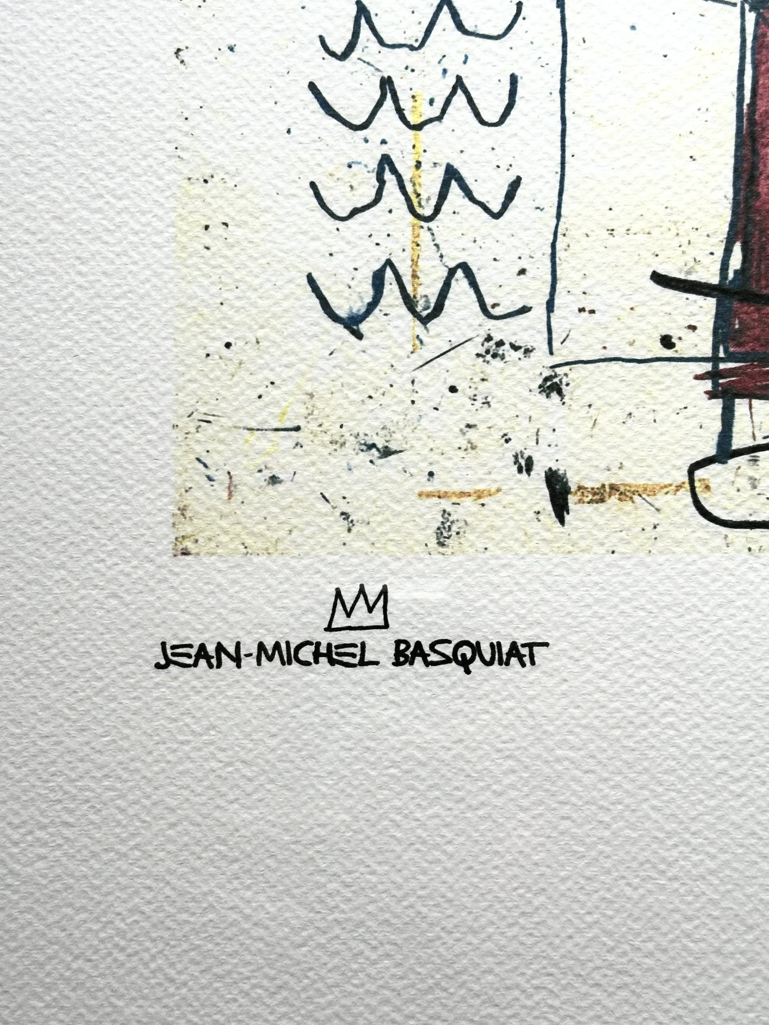 ean-Michel Basquiat Untitled 1982 Lithograph 78/100. Heroic Self-Portrait, Statue of Liberty Reference, Neo-Expressionist Masterpiece, Artquia Vault Collection.