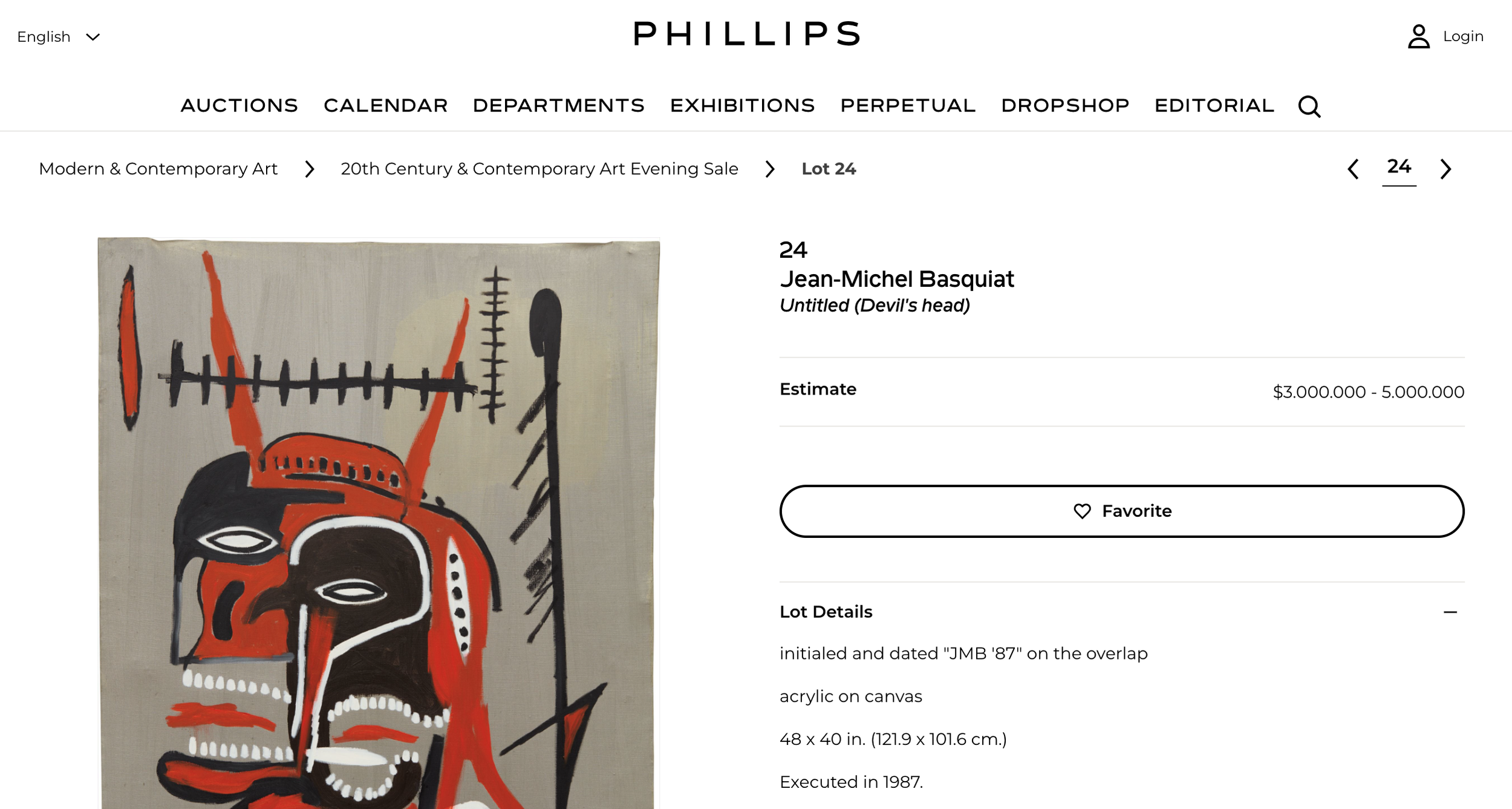 ean-Michel Basquiat Untitled Devil's Head 1987 Lithograph 4/100. Original ex-Tommy Hilfiger Collection, Byzantine Metallic Background, Rupert Jasen Smith Print. Artquia Vault. Phillips