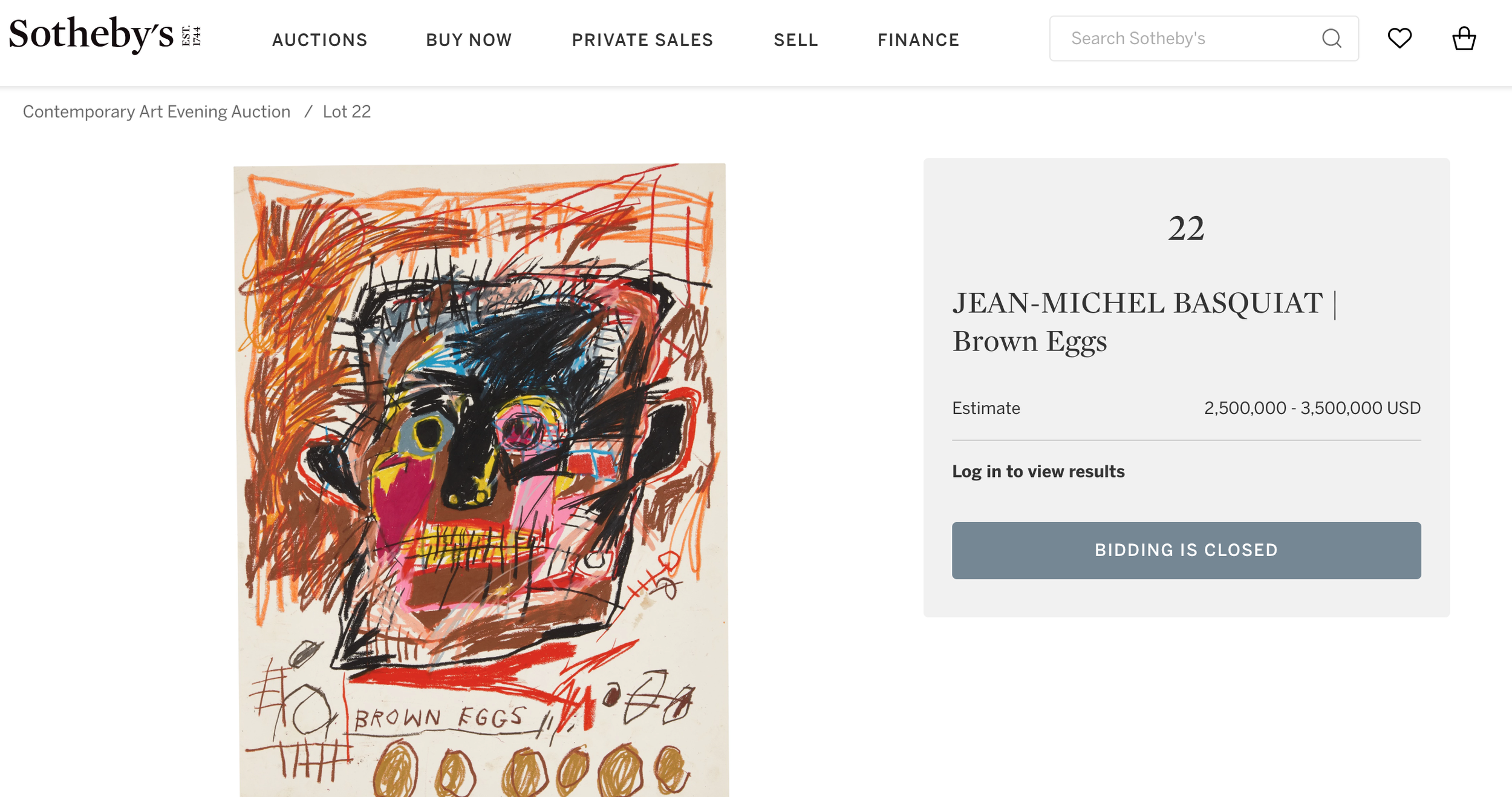 Artquia Basquiat Brown Eggs Sothebys
