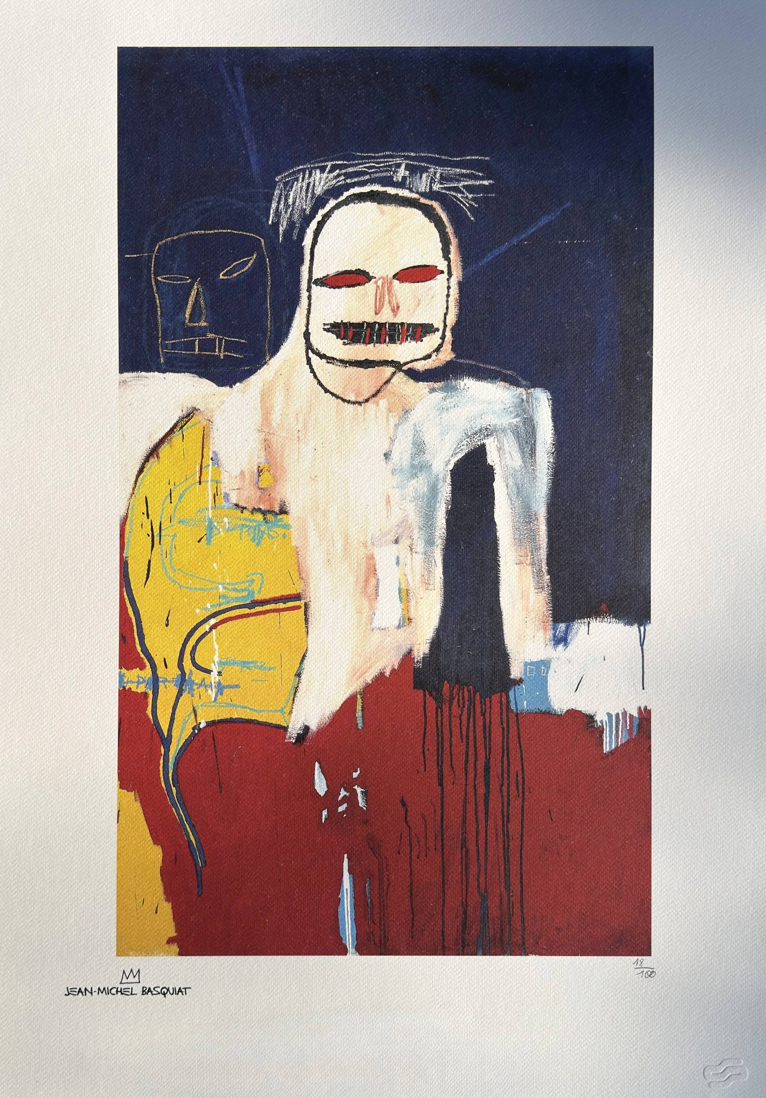 Jean-Michel Basquiat Head and Scapula 1983 Lithograph 18/100. Reference work Alain & Candice Fraiberger Collection, Neo-Expressionist Masterpiece, Artquia Vault Collection.