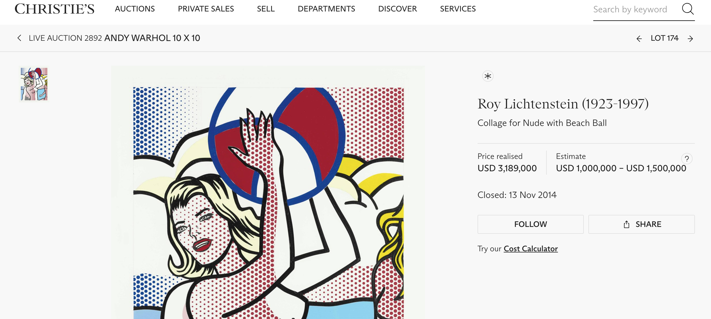 Collage for Nude with Beach Ball Roy Lichtenstein Christie's