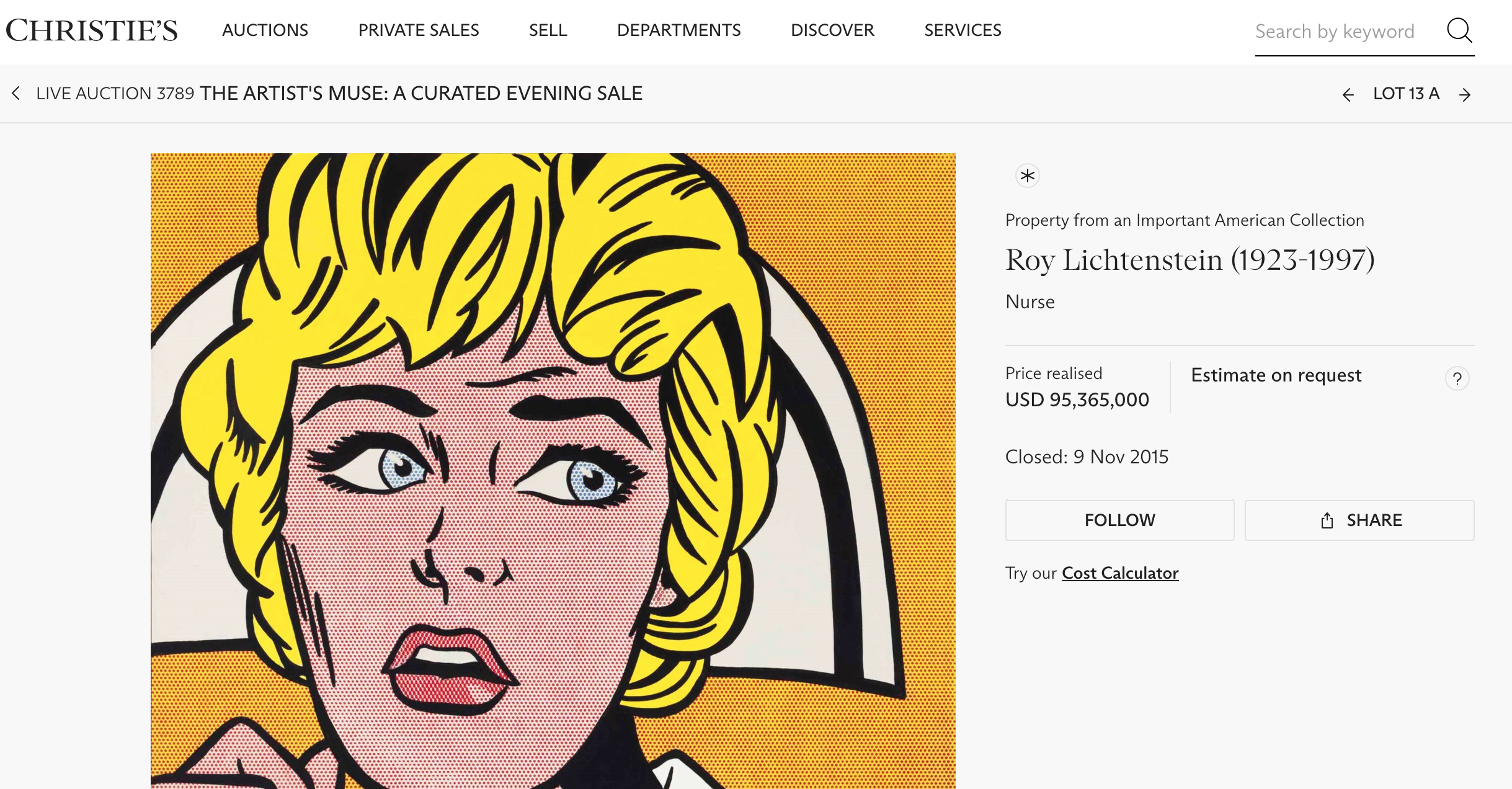 Roy Lichtenstein Nurse Christie's