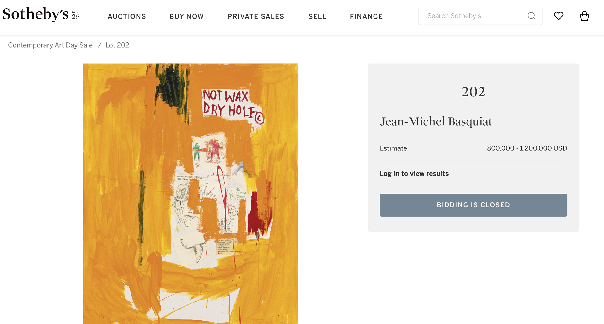 Sotheby's Basquiat Orange (1988) (29/100). Final year work. Lithograph by Rupert Jasen Smith. Old Masters references. Artquia Vault.