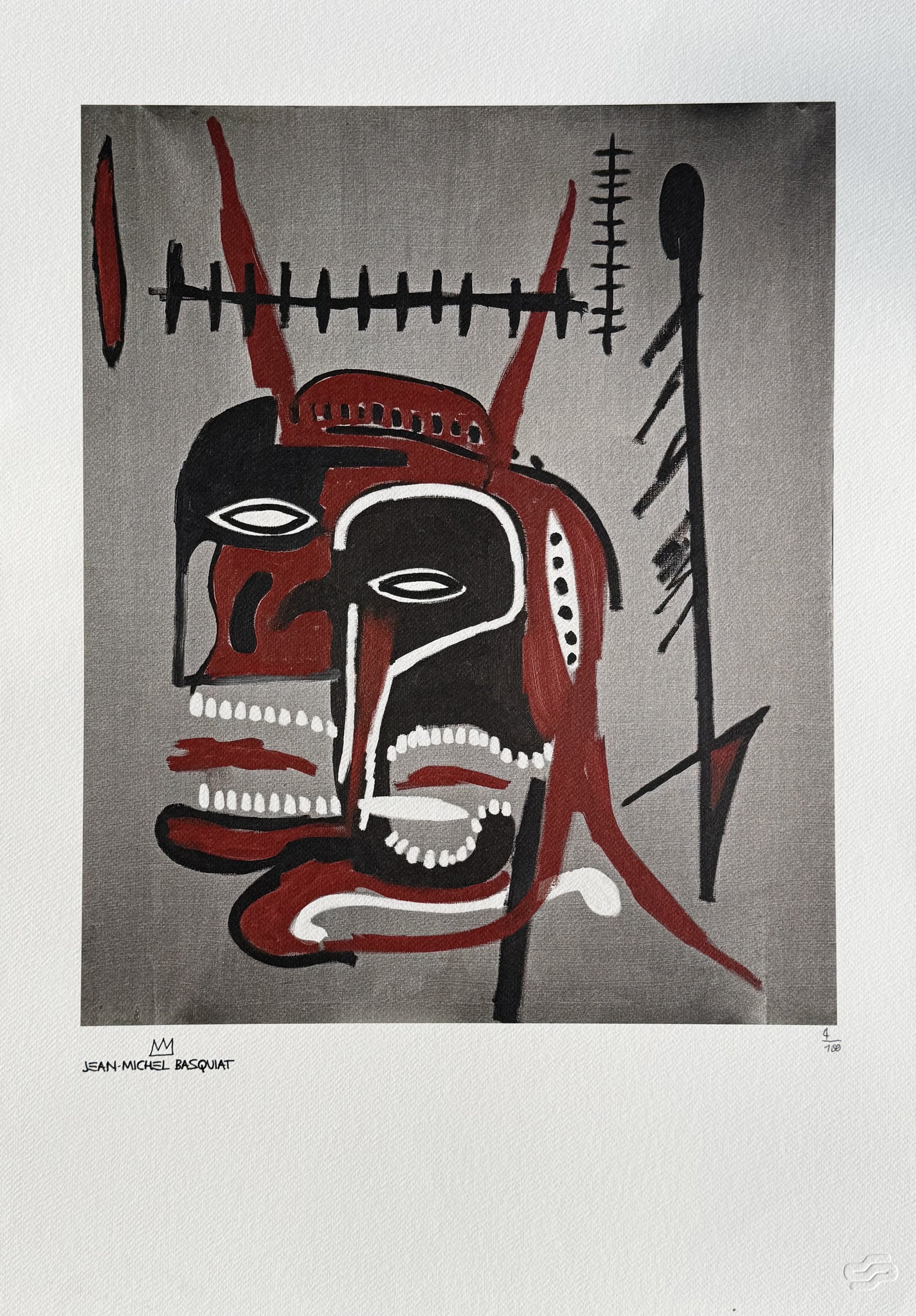 ean-Michel Basquiat Untitled Devil's Head 1987 Lithograph 4/100. Original ex-Tommy Hilfiger Collection, Sotheby's Phillips History, Rupert Jasen Smith Print. Artquia Vault.