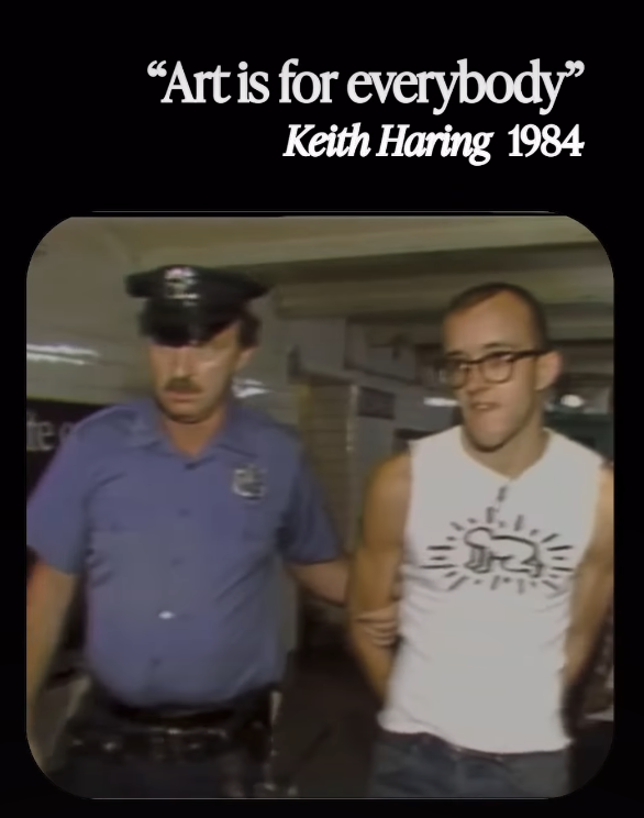 Two Figures and Clock (98/150) by Keith Haring | Artquia new york metro subway drawings art in transit