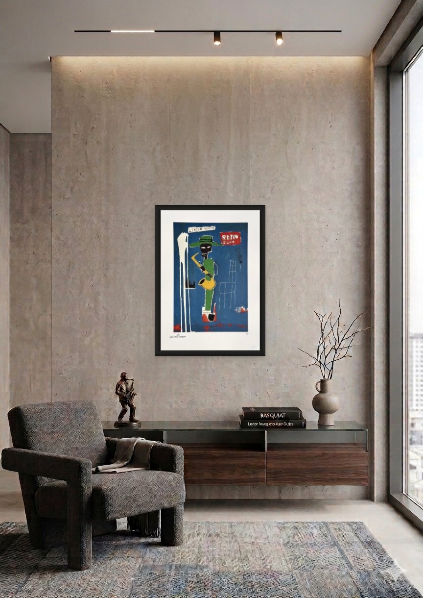 In the Wings (23/100) by Jean-Michel Basquiat | Lester Young Jazz Icon | Artquia Vault Reno Jazz Club