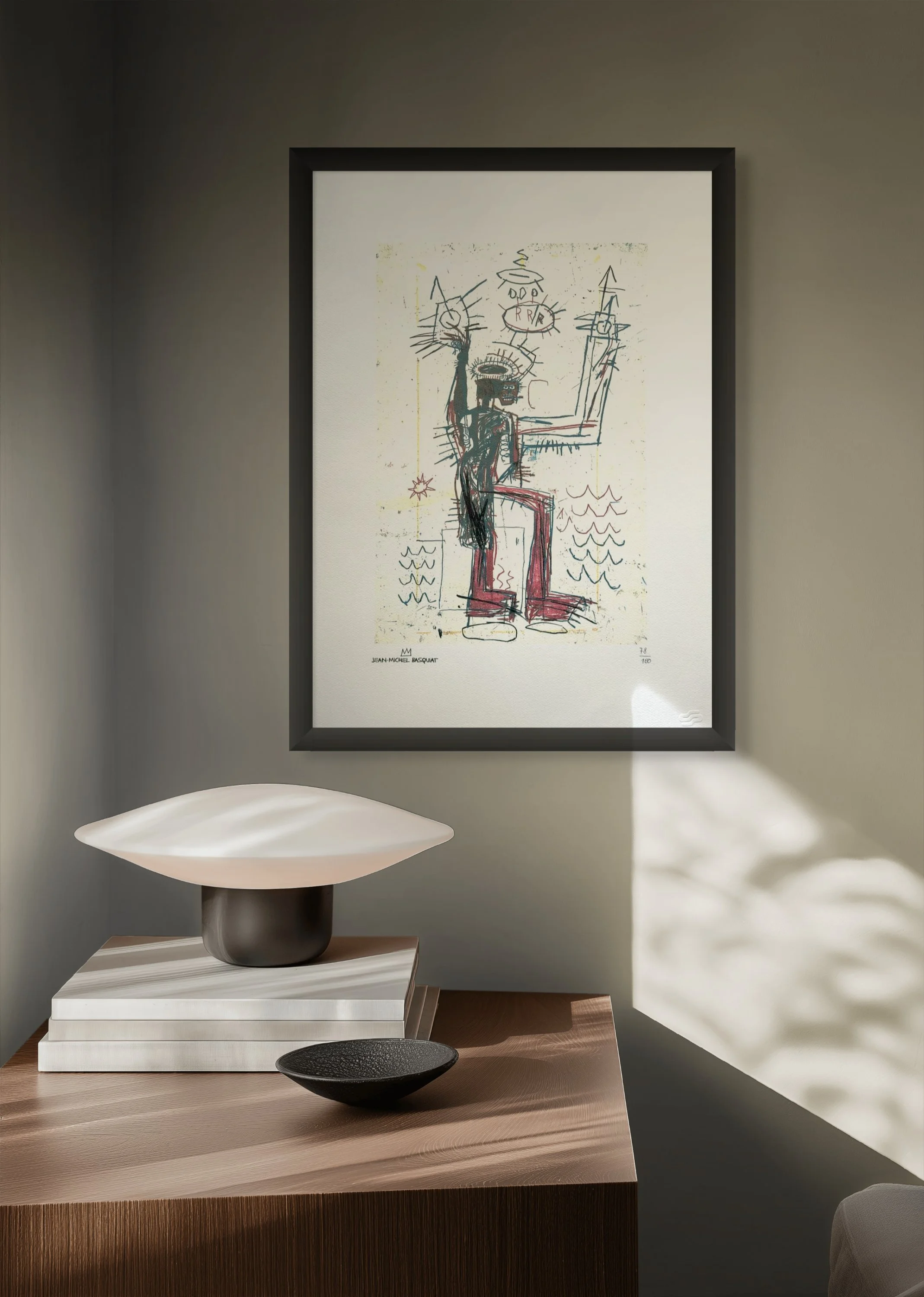 ean-Michel Basquiat Untitled 1982 Lithograph 78/100. Heroic Self-Portrait, Statue of Liberty Reference, Neo-Expressionist Masterpiece, Artquia Vault Collection.