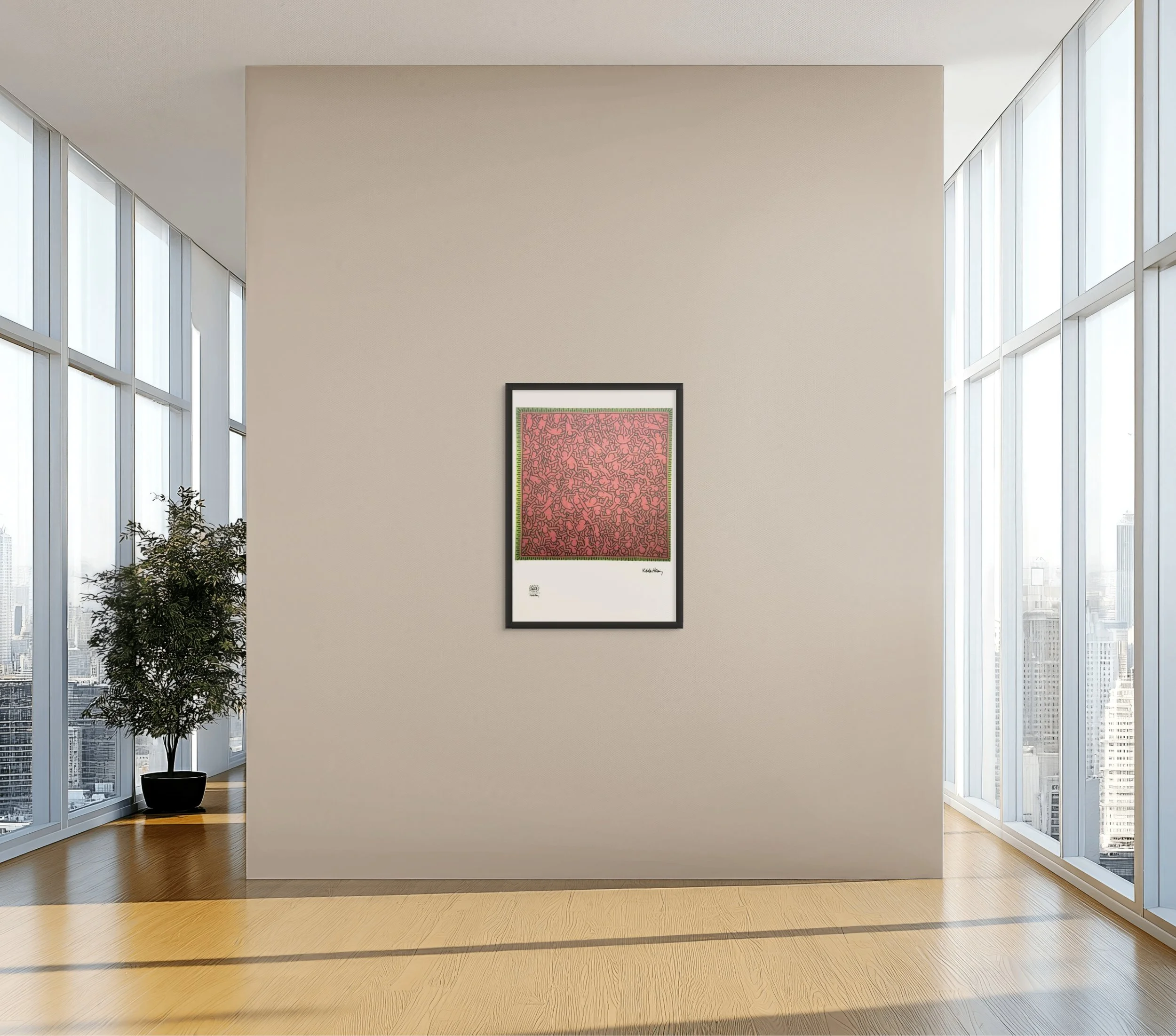 Untitled (Crowd in Red) - Keith Haring - Edition Number: 39/150