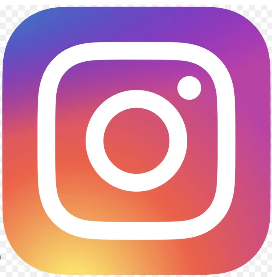 Instagram logo with a gradient background of purple, pink, orange, and yellow.