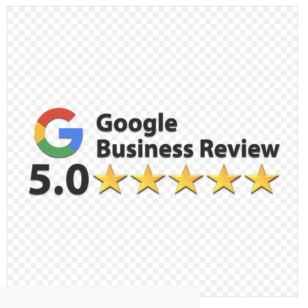 Google Business Review badge showing a 5-star rating with five gold stars, the Google logo, and the text 'Google Business Review' and '5.0'.