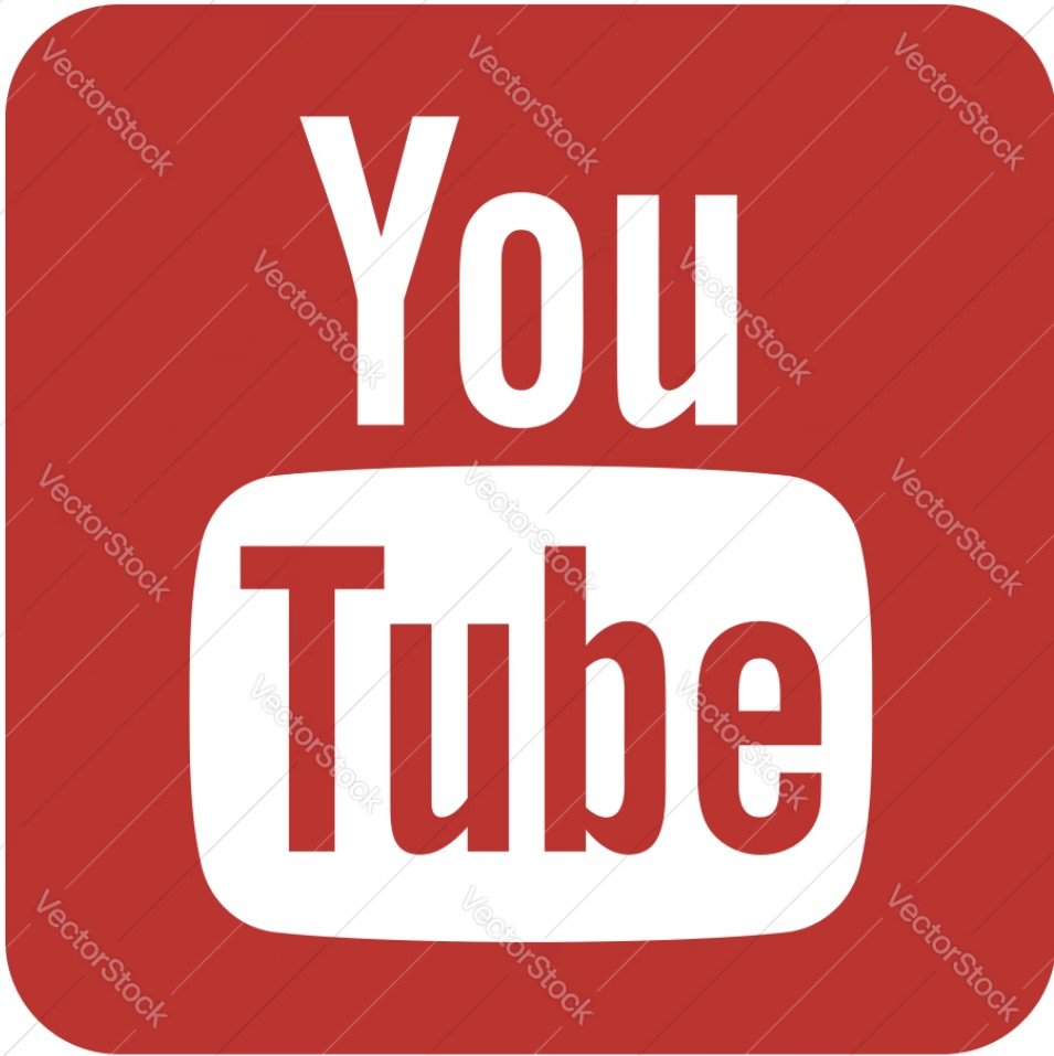 Red background with white and red YouTube logo.